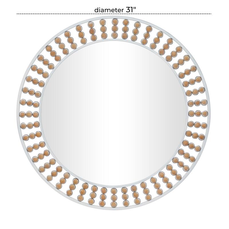 Contemporary Metal Wall Mirror with Beaded Detailing - White or Black