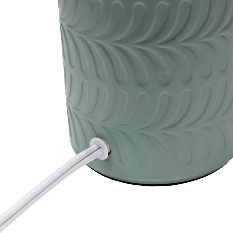 Modern Textured Ceramic Table Lamp with Fabric Drum Shade Compact Accent Lighting Multiple Colors