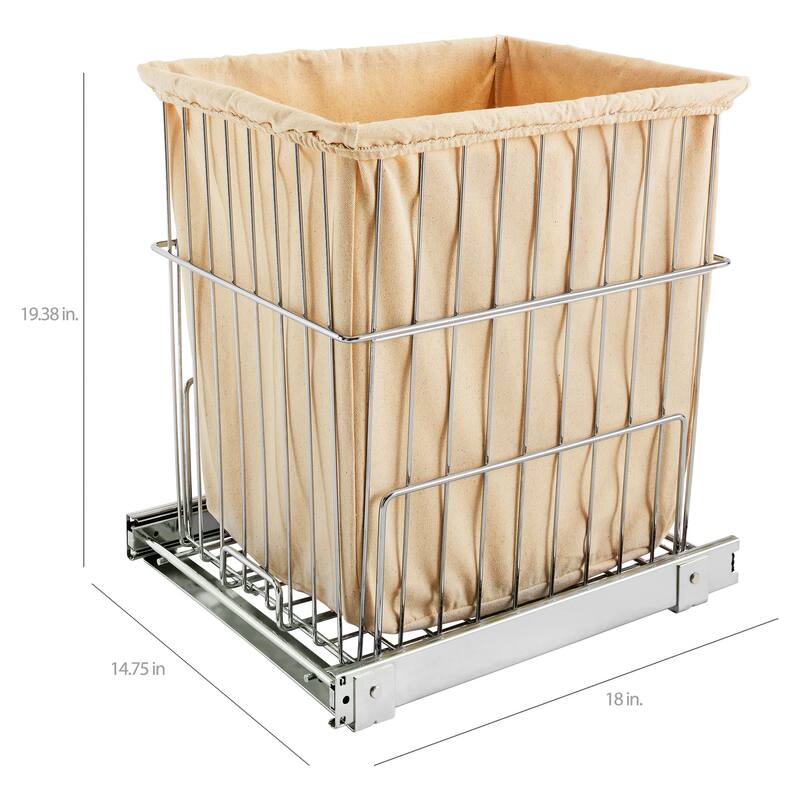 Rev-A-Shelf 20'' Pullout Wire Basket Clothes Hamper, Chrome, HRV-1520 S CR - 1 Pack