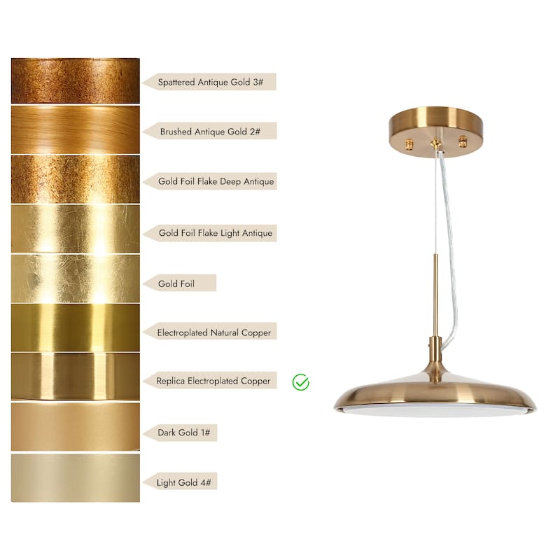 Modern Glam 1-Light Metal Gold LED Pendant Light Kitchen Island Lights for Dining Room - 10" D x 8" H