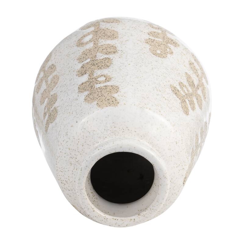 Sagebrook Home Decorative Ivory Botanical Floral Ceramic Vase