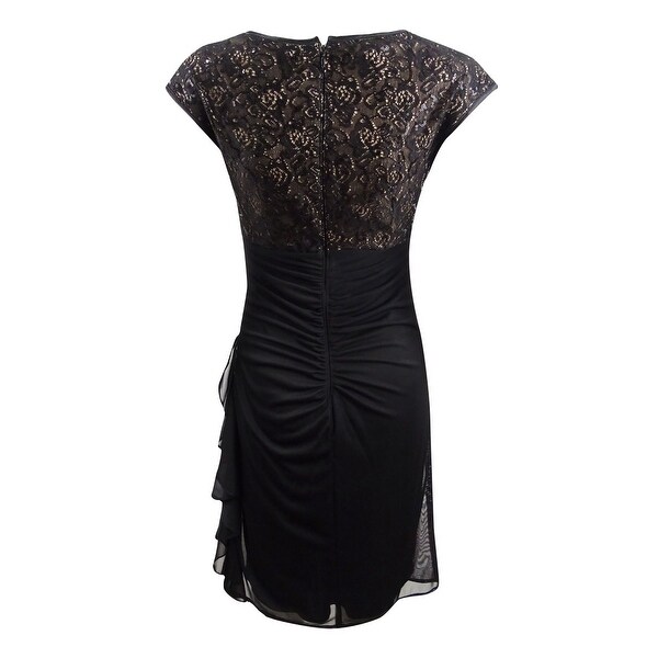betsy & adam ruched lace sheath dress