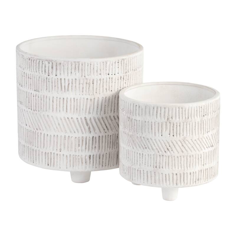 Ceramic Patterned Footed Planter - Set of 2 - 6" - 8"