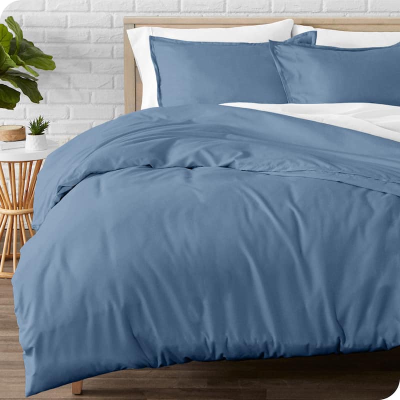 Bare Home Cotton Flannel Duvet Cover and Sham Set - Coronet Blue - Twin