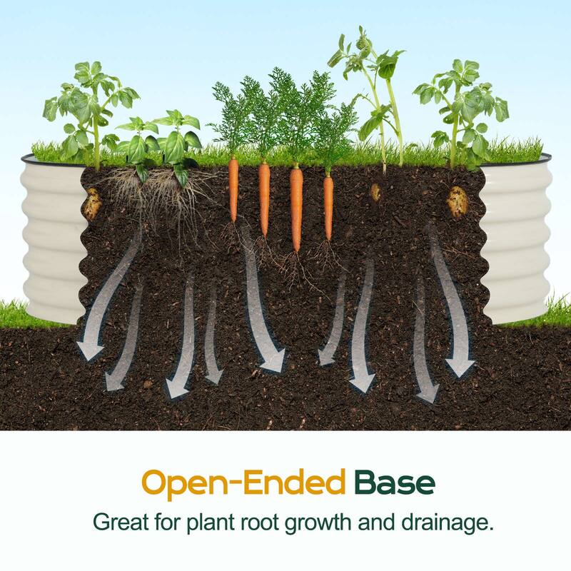 Aoodor 4 in 1 Modular Aluzinc Metal Raised Garden Bed - Outdoor Garden Planter Box for Vegetable, Flower, Herb - N/A