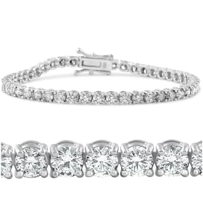 6.25 Ct Diamond Tennis Bracelet 7" One Row Natural Round Diamonds White Gold
