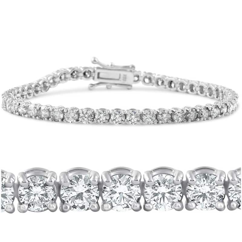 Bliss Diamond 7ct Diamond Tennis Bracelet White Gold Women's 7" Round Cut - White - 7 Inch