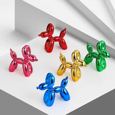 Curata Home Small Shiny Resin 3.9" Balloon Dog Zen Animal Kaws Figurine