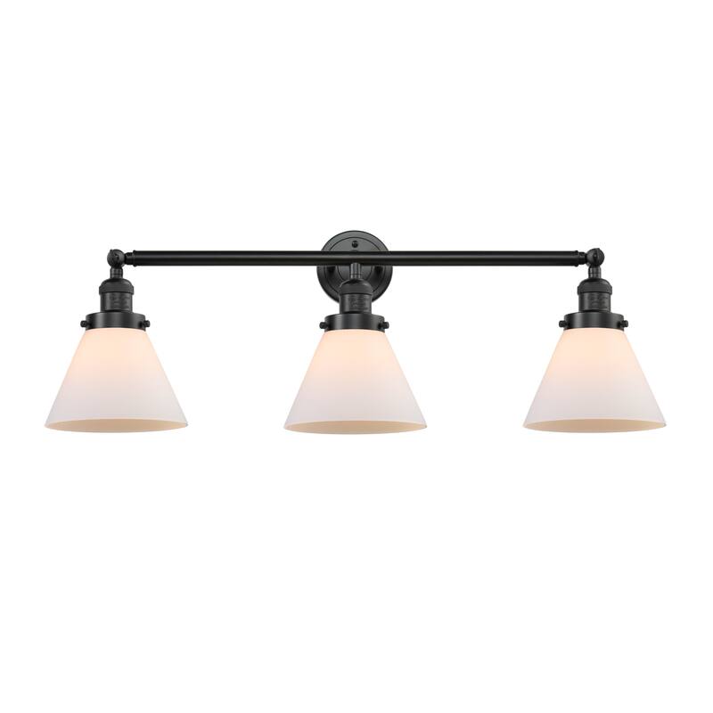 Innovations Lighting Large Cone 3 Light 32" Wide Bathroom Vanity Light - Oil Rubbed Bronze / Matte White