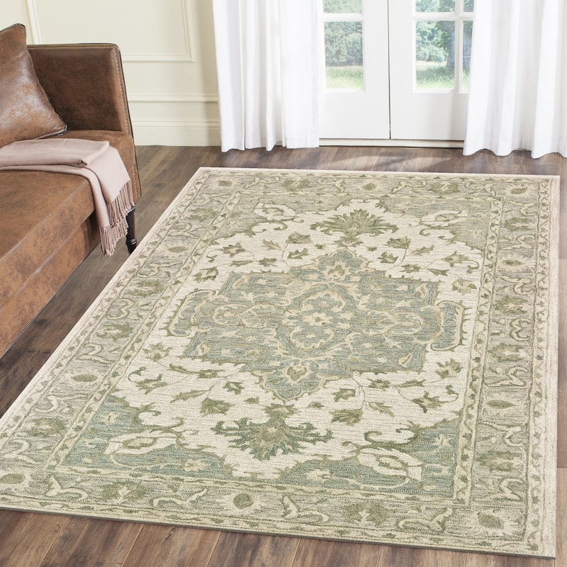 Sevita Loomline Turquoise Medallion Hand-Tufted Wool Indoor Area Rug