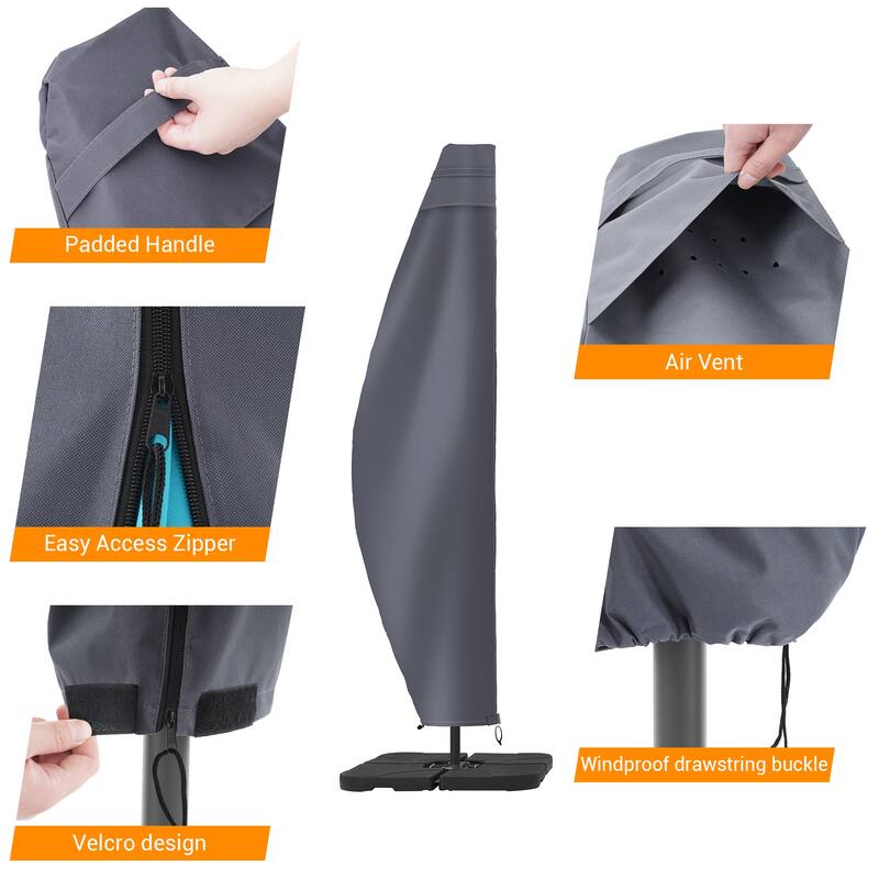 LIVOOSUN Patio Offset Umbrella Covers 600D Waterproof, Fits 8ft-11ft