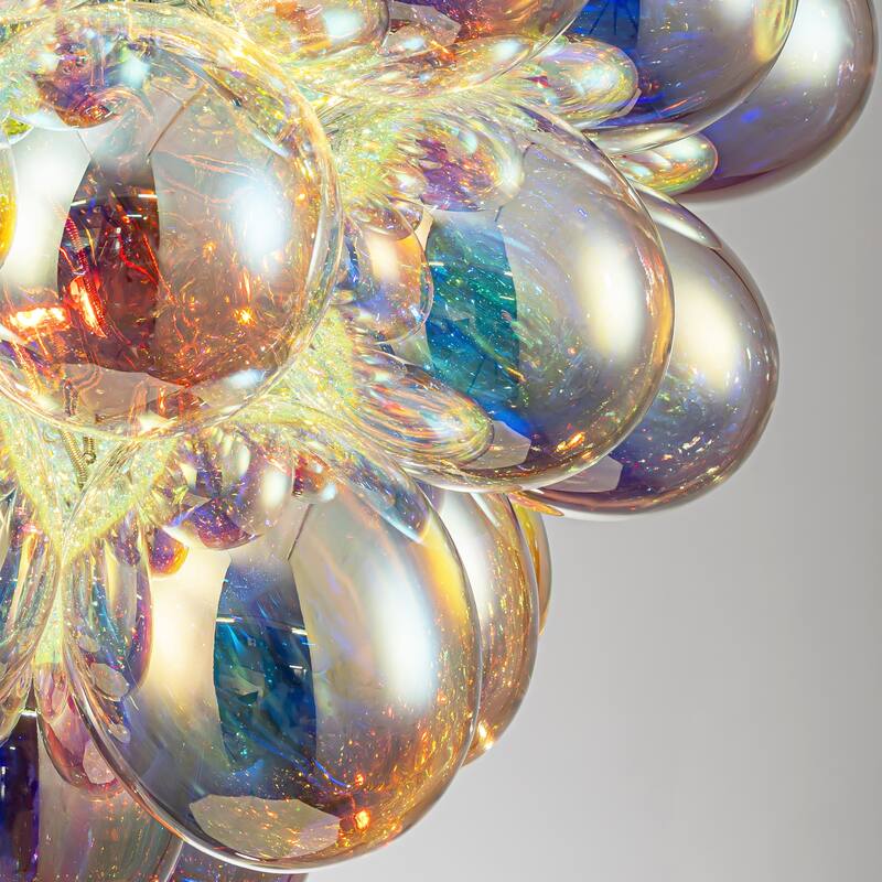 6-Light Modern Glam Cluster Sputnik Iridescent Glass Globe Bubble Chandelier for Living/Dining Room