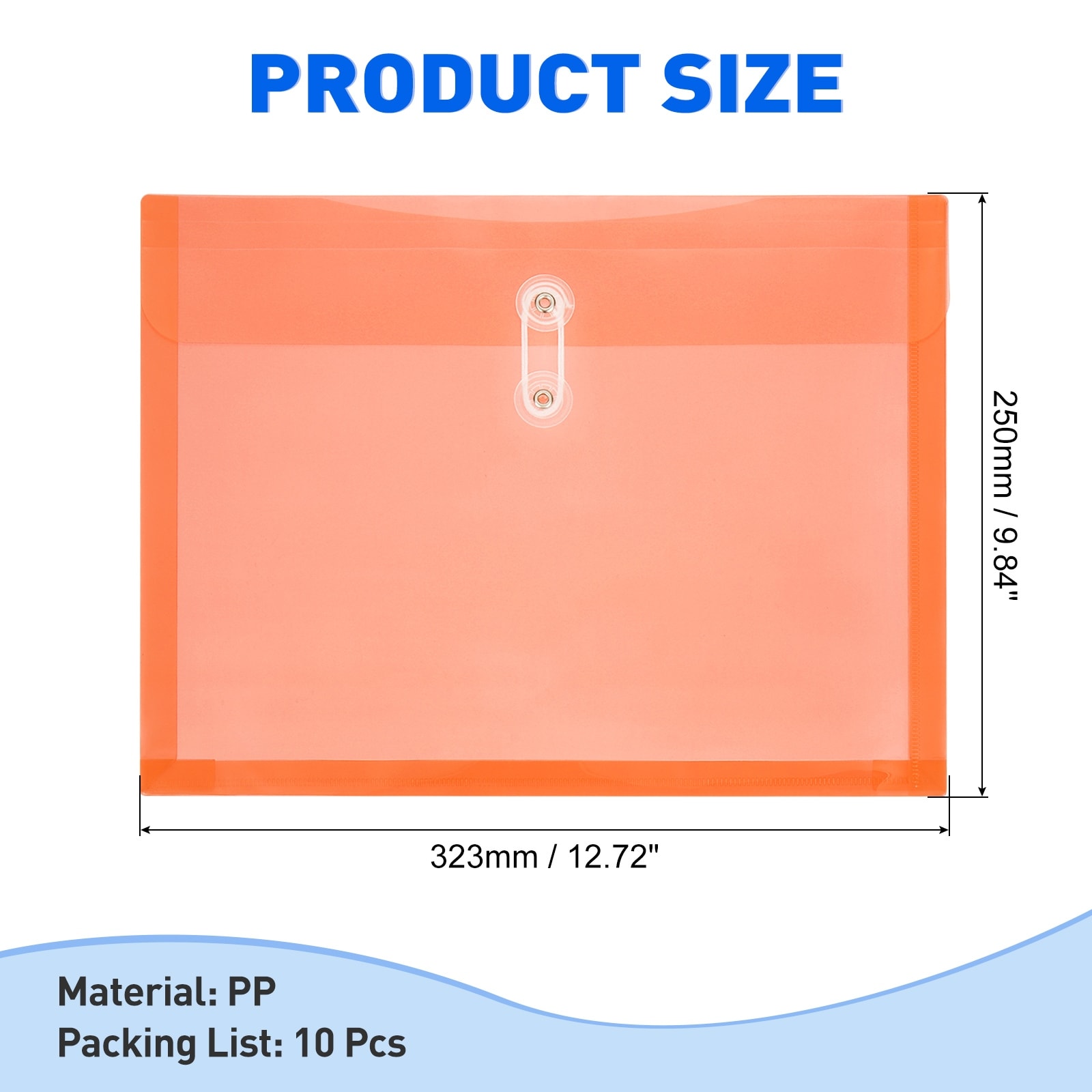 Plastic Envelopes with Button String Tie Closure, Letter A4 Size File Document Folders Envelopes for Home Work Office