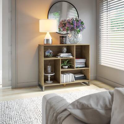 Bookshelf with geometric shelving - 42.0 " W x 15.5 " D x 36.0 " H