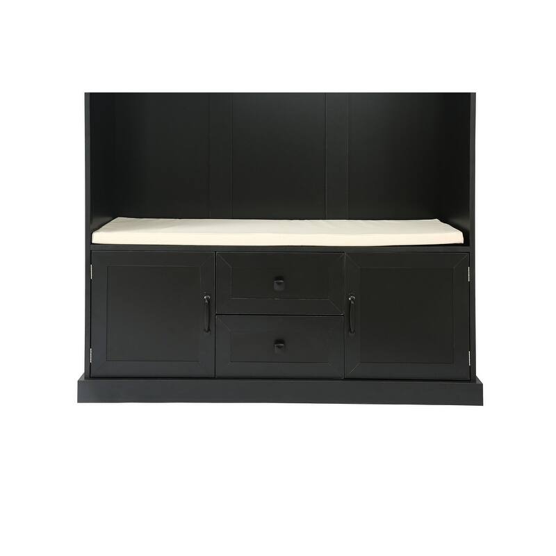 47inch 3-in-1 Hall Tree with Cushion, Entryway Bench