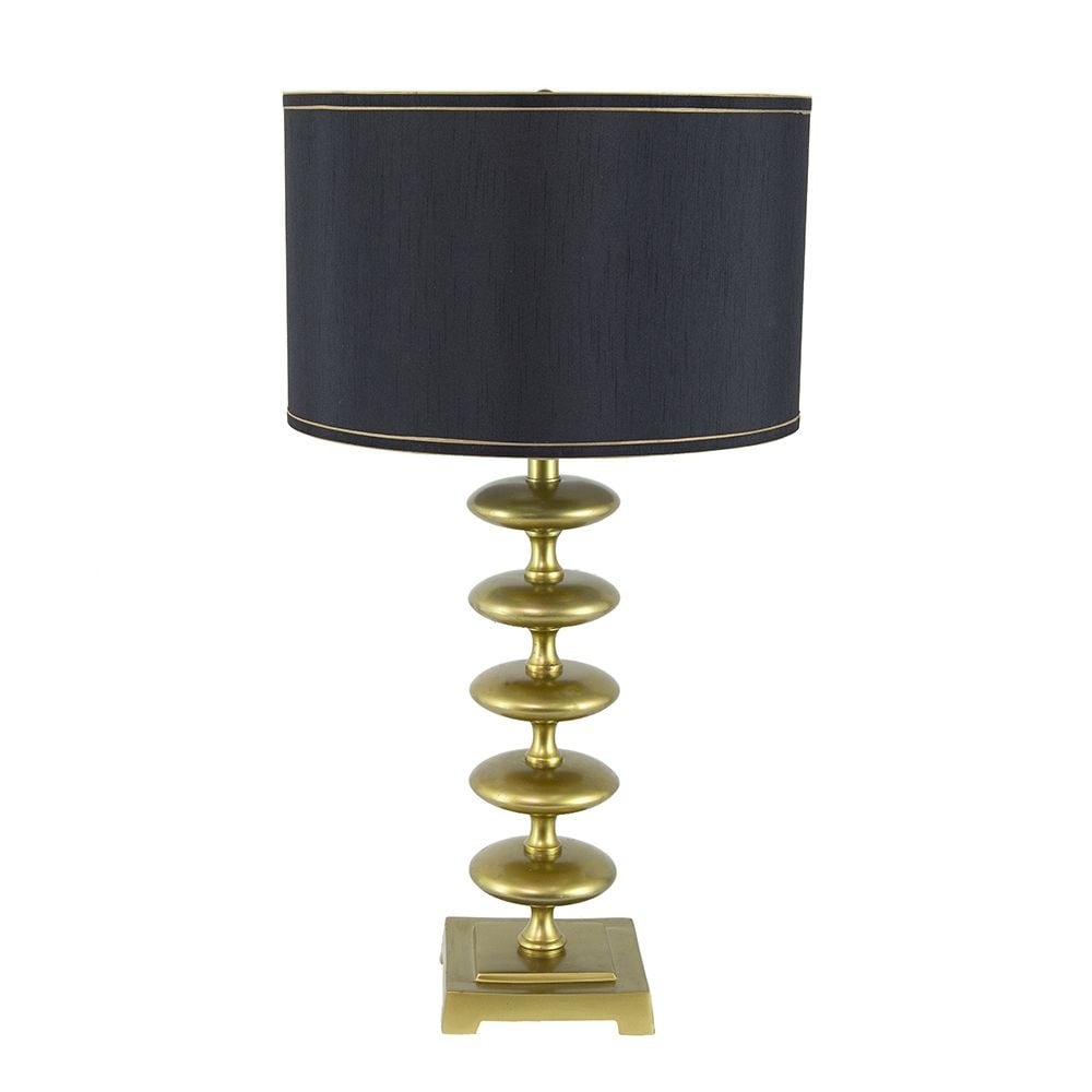 16"x16'x29.8" Gold and Black Table Lamp with Contemporary Disc Design