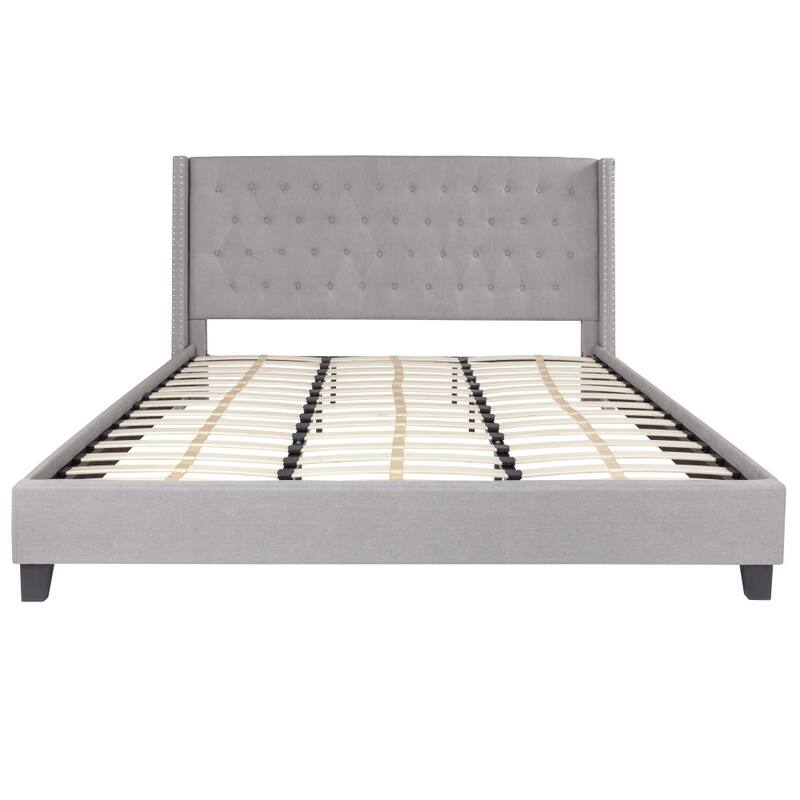 Tufted Upholstered Nailhead Trim Platform Bed
