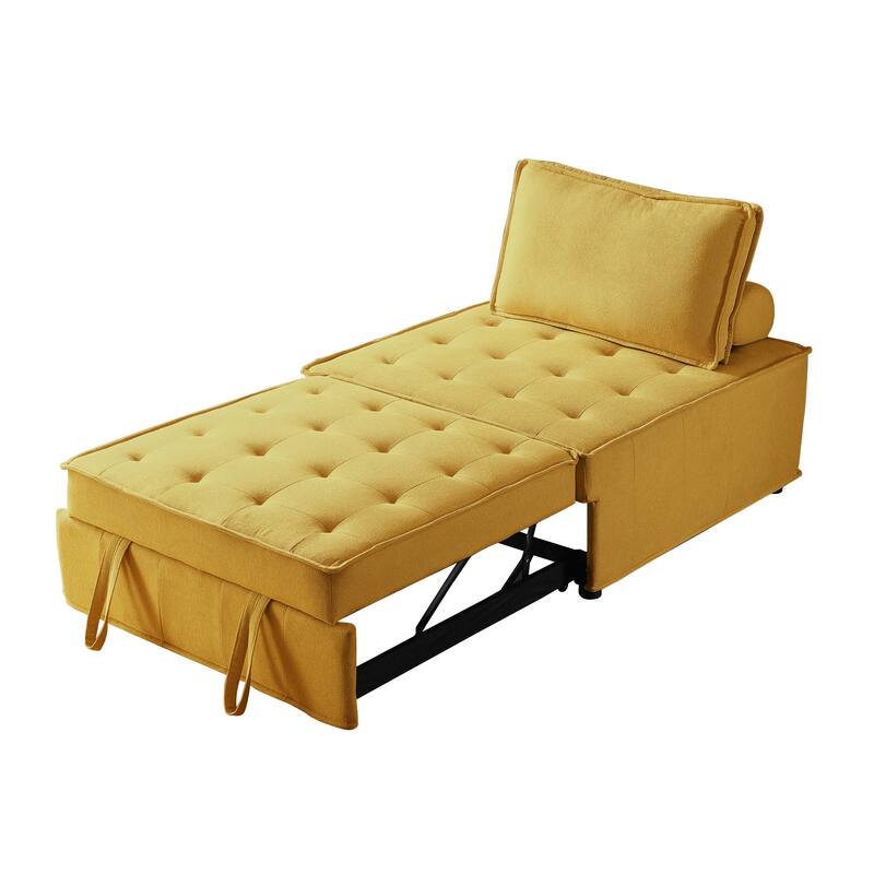 Multipurpose Linen Fabric Ottoman Lazy Sofa Pulling Out Sofa Bed