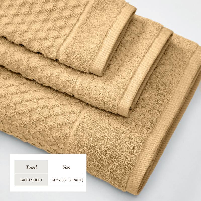 Linery & Co. Cotton Diamond Waffle Texture Bath Towels