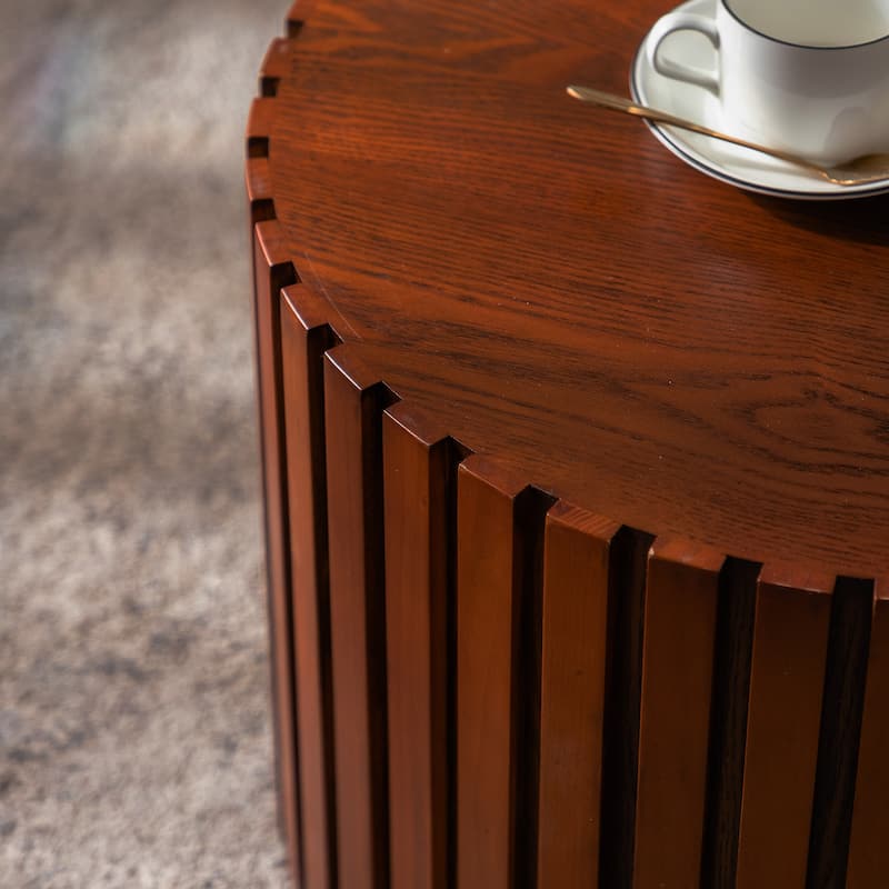 Round Wooden Coffee Table, No Need Assembly