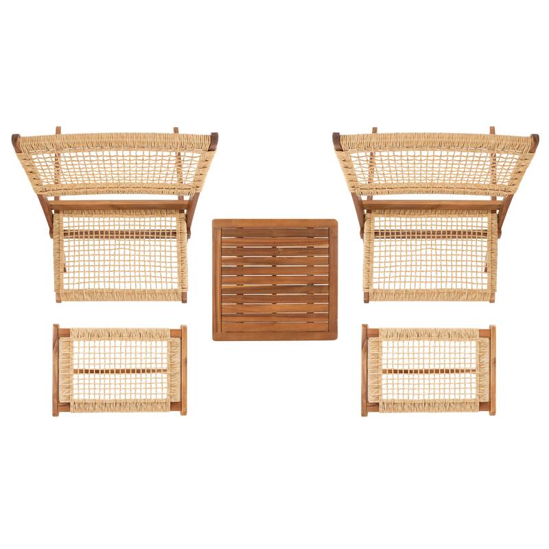 SAFAVIEH Lissy Acacia/ Rope Outdoor Chair & Table Set - 24W x 28D x 31H