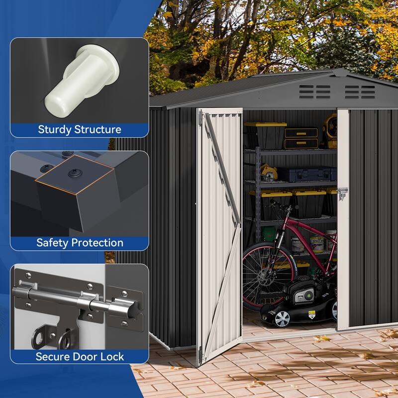 Moasis 8 ft. W x 6 ft. D Steel Storage Shed