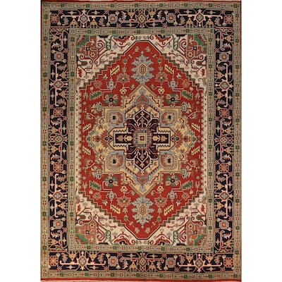 Geometric Heriz Serapi Oriental Area Rug Handmade Wool Carpet - 8'11" x 11'9"