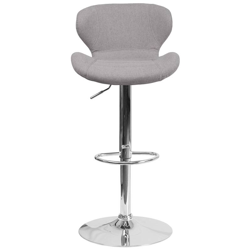 Modern Low-back Height-adjustable Chrome/Vinyl Barstools (Set of 2)