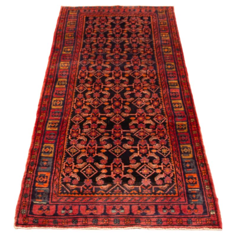 ECARPETGALLERY Hand-knotted Andelz Navy, Red Wool Rug - 3'9 x 9'7