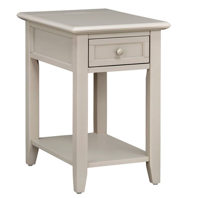 Copper Grove Poppy 1-drawer Side Table with Charging Station - Silver Birch