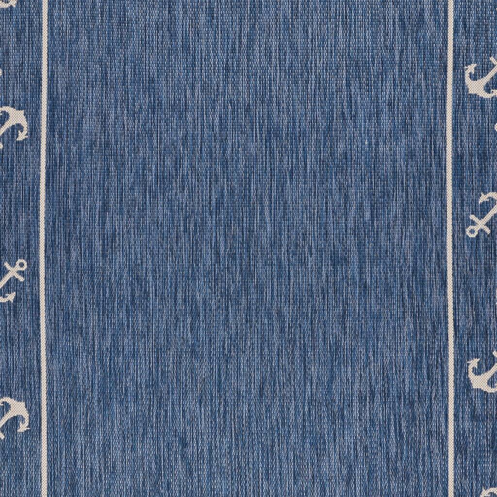 Sevita Tides Nautical Anchor Border Navy/White Performance Indoor/Outdoor Area Rug