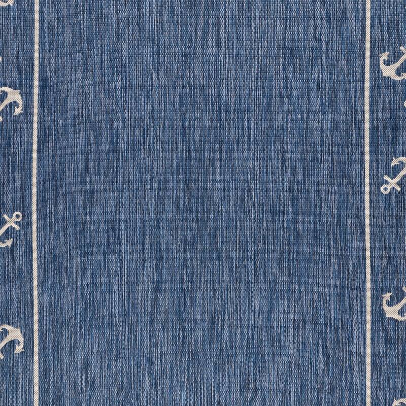 Sevita Tides Nautical Anchor Border Navy/White Performance Indoor/Outdoor Area Rug - 7'6" x 9'5"