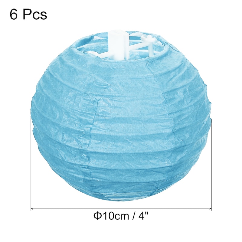 6pcs 4 Inch Folding Hanging Paper Lanterns for Wedding Home Party - Light Blue