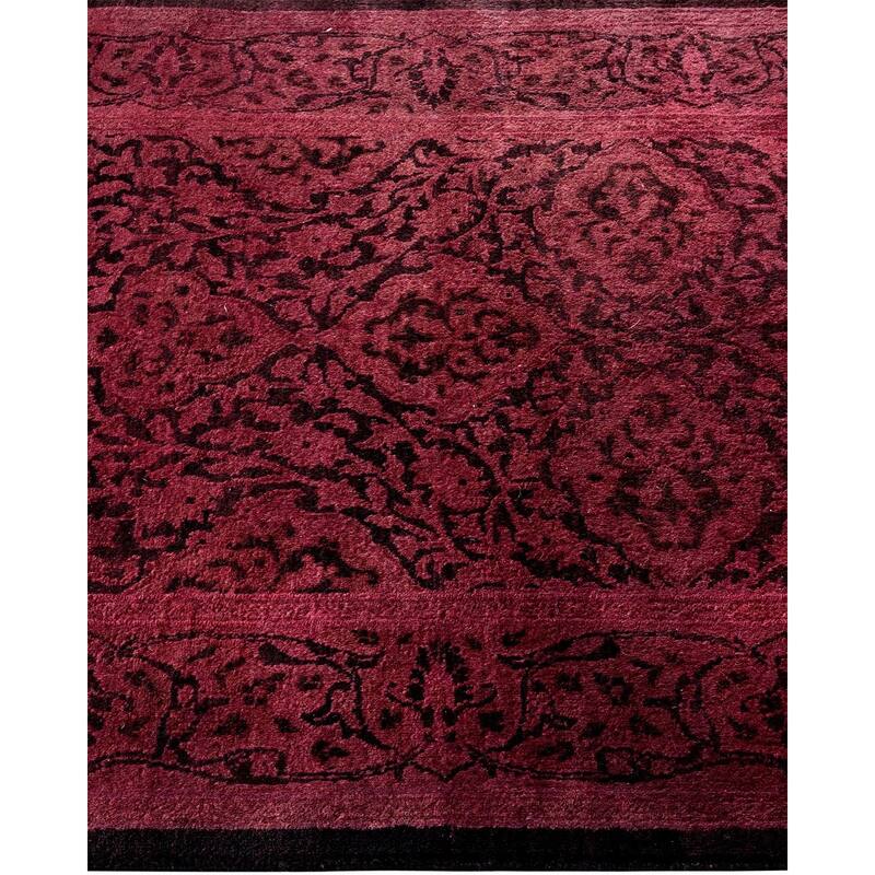 Overton Hand Knotted Wool Vintage Inspired Modern Contemporary Overdyed Black Runner Rug - 2' 6" x 11' 10"