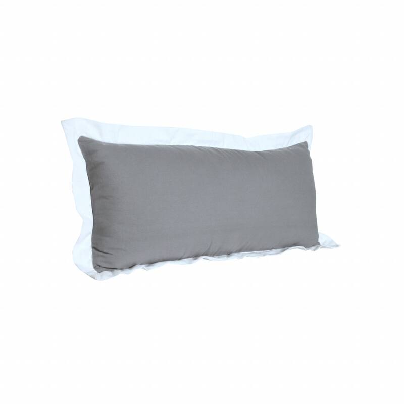 HomeRoots 14" X 36" Gray And White 100% Cotton Geometric Zippered Pillow