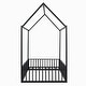 preview thumbnail 10 of 12, Black Twin Size Metal House Bed with Fence, Roof, and Door for Kids' Bedroom