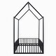 preview thumbnail 10 of 26, Cabin Style Twin Size House Platform Bed,Sturdy Metal Bed with Roof,Metal Fence Around Bed with Door