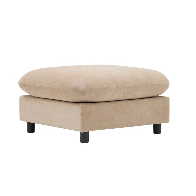 L Shaped Modular Sectional Sofa with Ottoman, Oversize Velvet Upholstered Sofa, 5 Seat Sofa with Removable Cushions