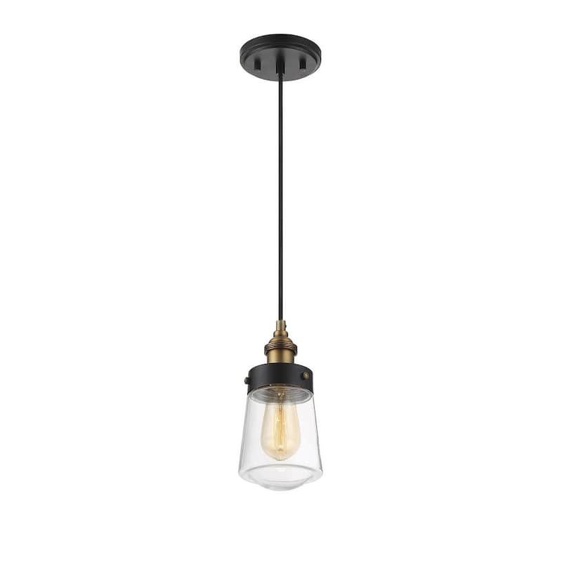 Macauley 1-Light Mini-Pendant in Vintage Black with Warm Brass - Vintage Black/Warm Brass