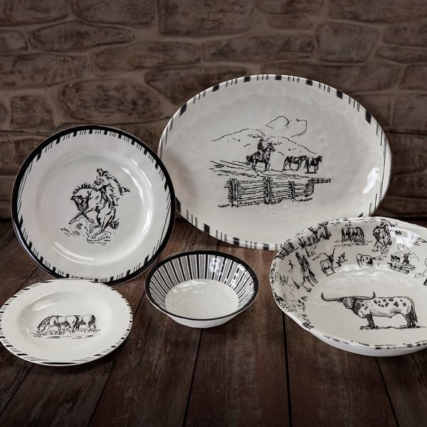 slide 2 of 6, Paseo Road Ranch Life Western Cowboy 14 Piece Melamine Dinnerware Set