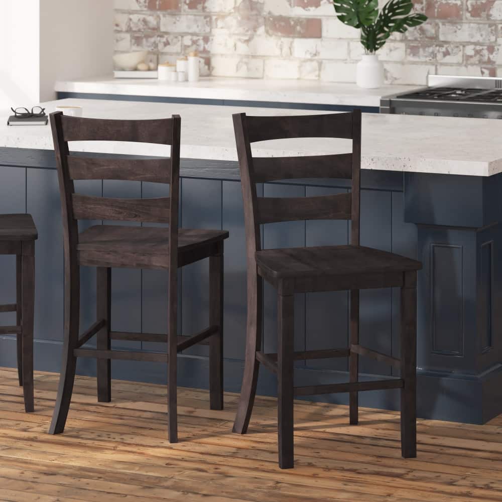 Ladderback Wooden Counter Height Stools with Footrest