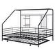 preview thumbnail 14 of 18, Metal Full Size House Bed with Trundle and Built-in Shelf and Grid,Kids and Baby