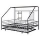 preview thumbnail 52 of 78, Metal House Bed with Trundle, Twin/Full Size Daybed Playhouse Bed with Bulit-in Storage Shelves and Metal Grid for Kids Teens