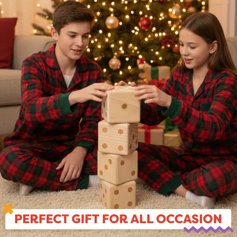 Hey! Play! Giant Wooden Yard Dice Outdoor Lawn Game - Natural Wood - 3.5" Cube