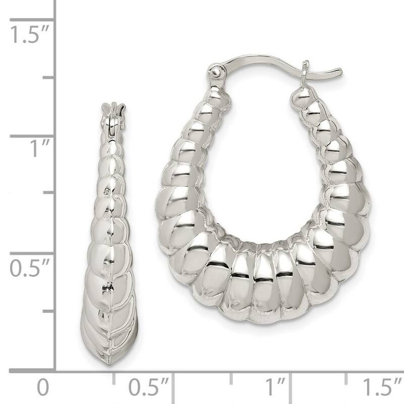 Curata 925 Sterling Silver 31x25mm Creole Shrimp Hoop Earrings