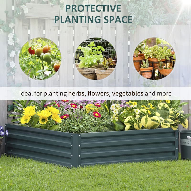 Galvanized Raised Garden Bed, 4' x 4' x 1' Metal Planter Box, for Growing Vegetables, Flowers, Herbs, Succulents, Green