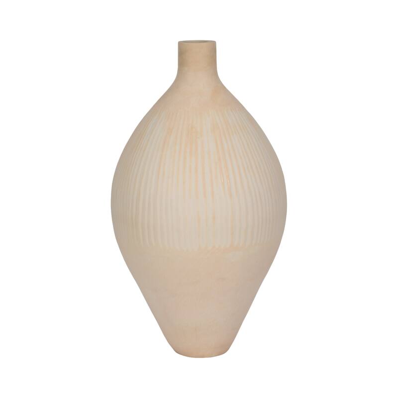Glass Small Modern Textured Ribbed Vase - Ivory