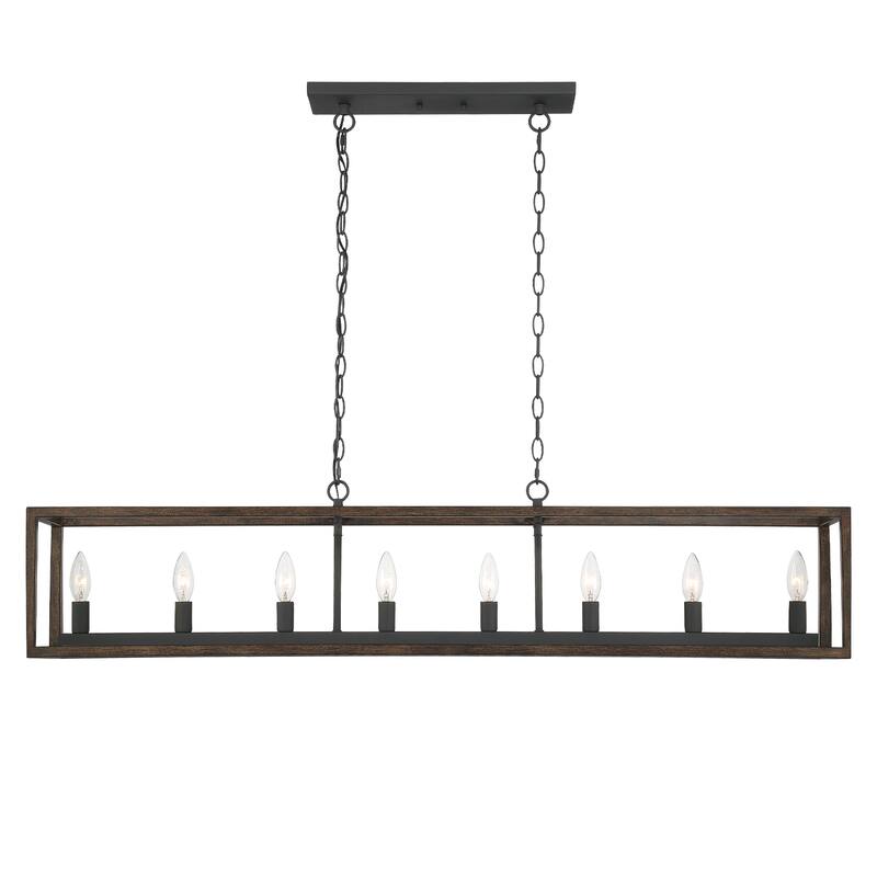 Modern Farmhouse 8-light 48In Rectangle Linear Chandelier for Dining Room with UL Certified