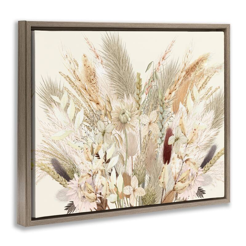 Stupell Natural Wheat & Country Herbs Framed Floater Canvas Wall Art Design By Val Rhodes