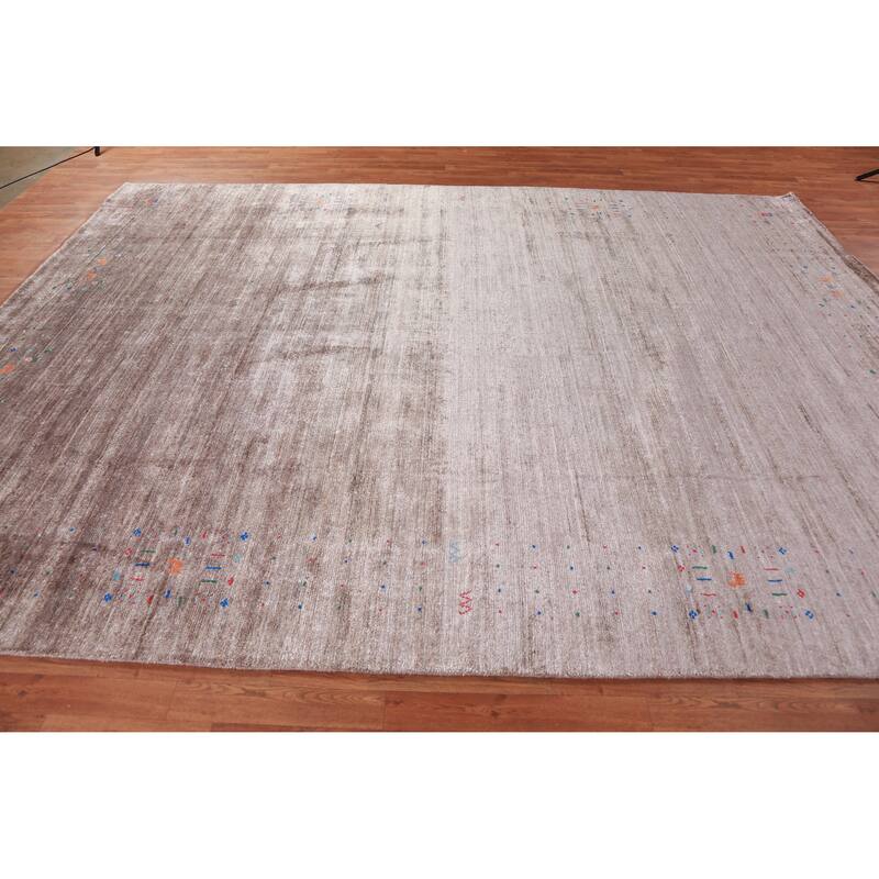 Hand Knotted Oriental 100% Wool Carpet Tribal Animal Pictorial Brown Gabbeh Area Rug - 11' 9'' X 8' 10''